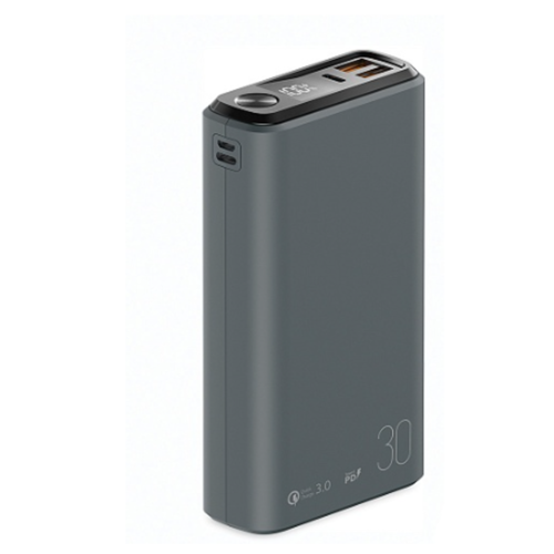 Внешний аккумулятор Olmio QS-30 30000mAh (micro/type-c/lightning) 20W QC3.0/PD LCD Dark Gray фото 